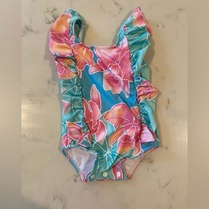 Worn Once! Kenny Flowers One Piece Swimsuit in “The Maui” print. Size 18-24 mos.